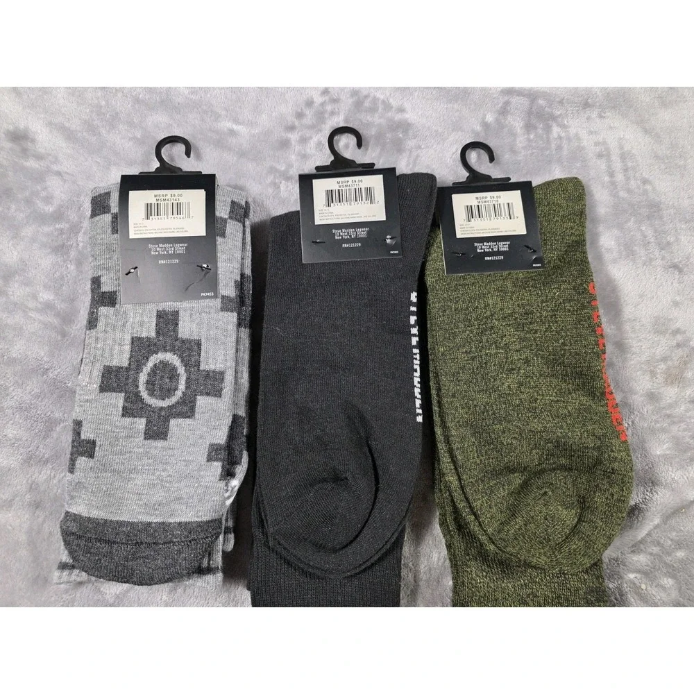 NWT Steve Madden crew socks‎ 6-12.5 3 pack Pizza/Hustle/Aztec